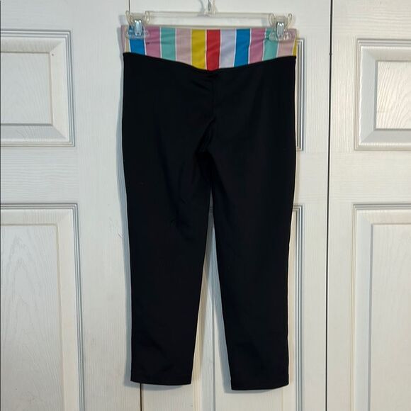 NIKE Dri-Fit Large Black Rainbow Cropped Leggings Compression Stretch Athletic - Picture 4 of 7